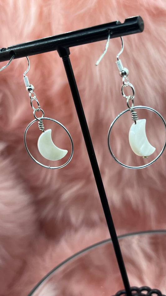 Shell crecent moon Drop Earrings